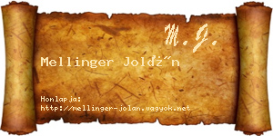 Mellinger Jolán névjegykártya